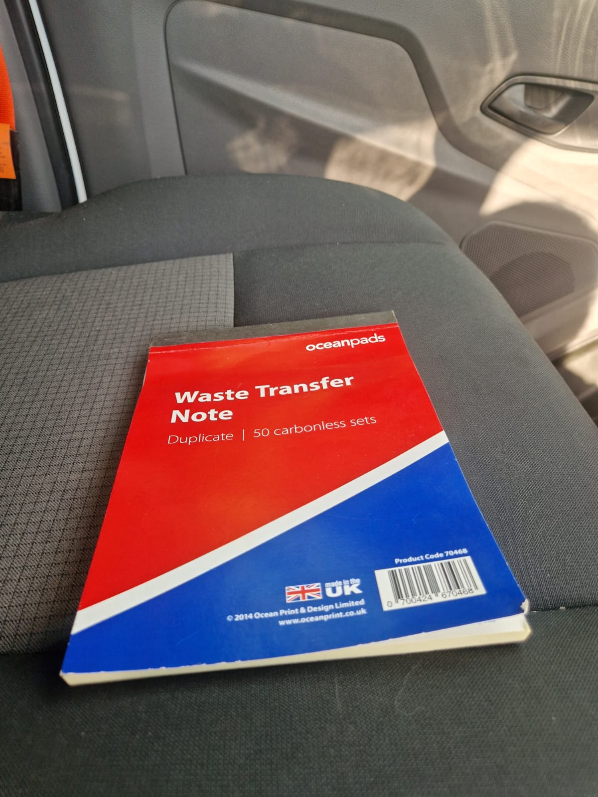 Example Waste Transfer Note left with a customer after a D&S Clearances job in Beer