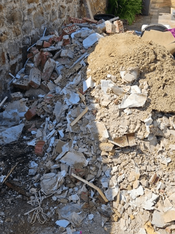 Driveway full of rubble